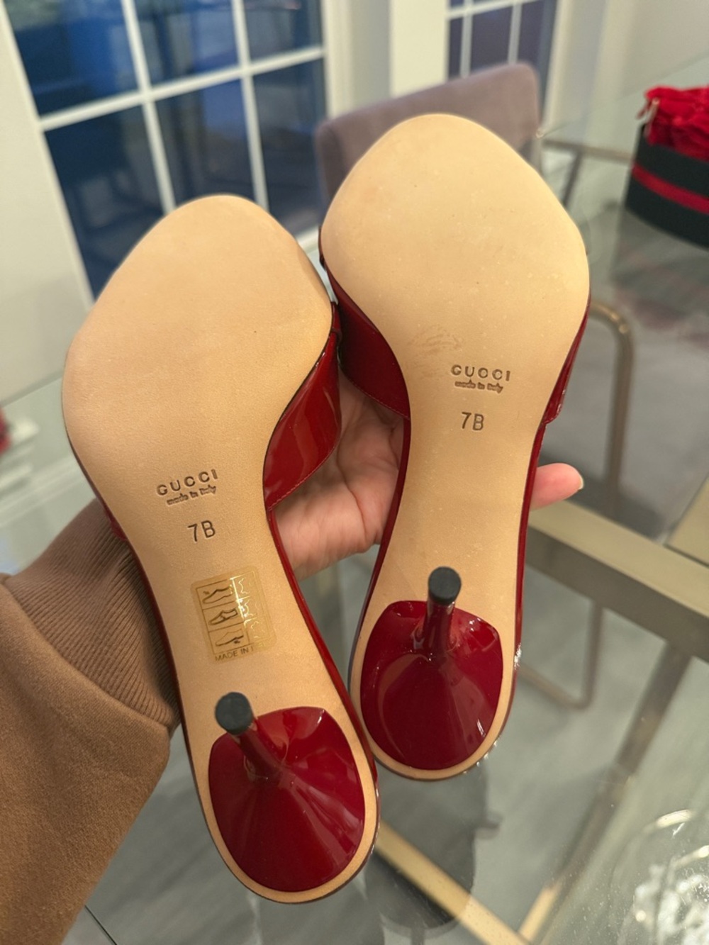 Never worn Gucci Red Patent Leather Horsebit Mules - Picture 4 of 4